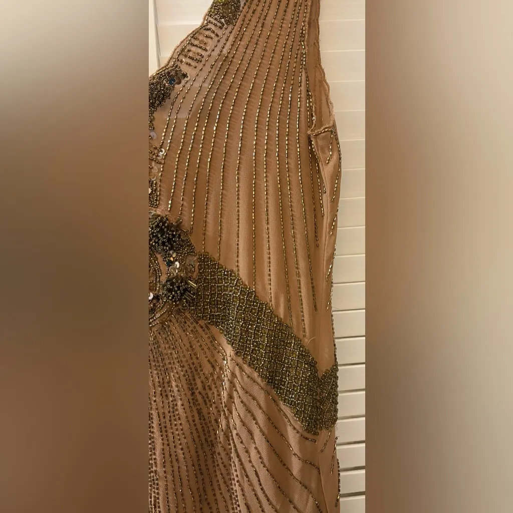 Zara floral beaded sequin dressElegant Brown Sleeveless Dress - Image 11