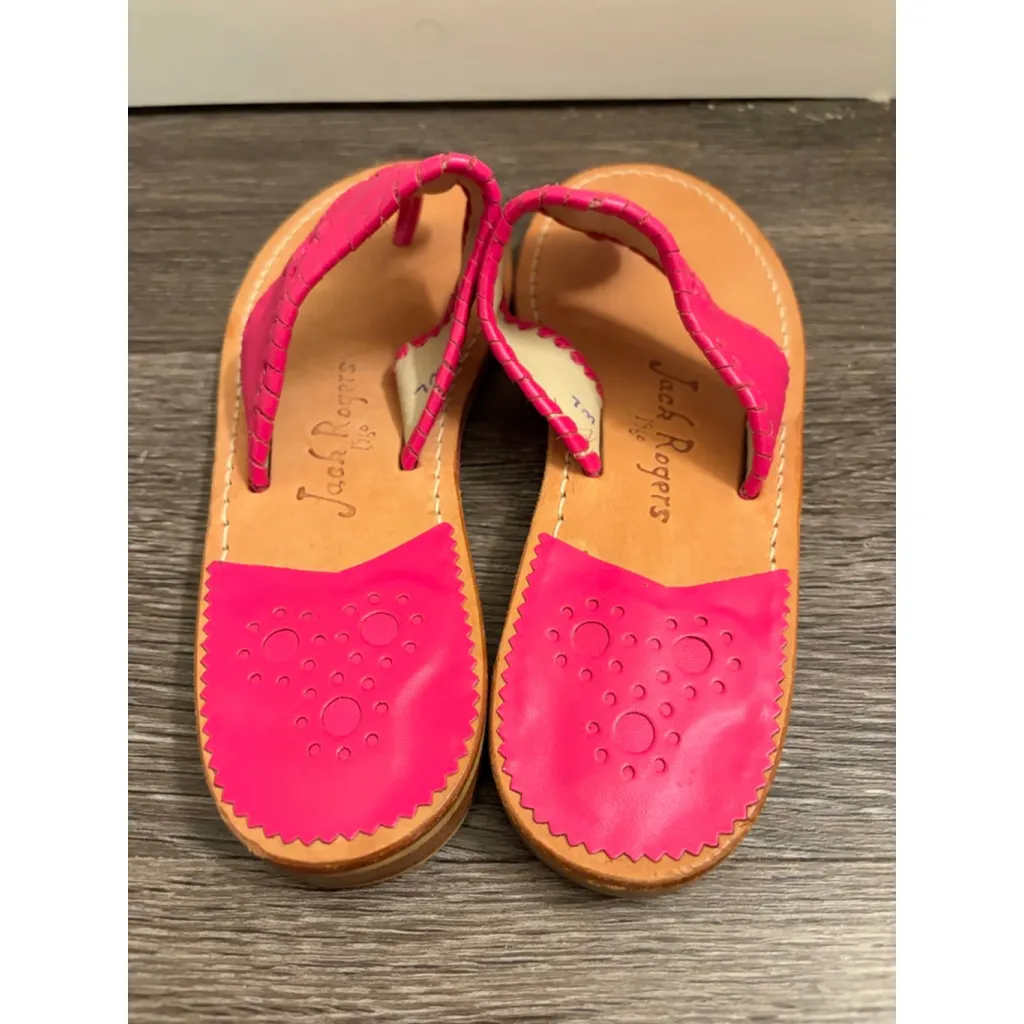 Jack Rogers Jacks Leather Flat Sandal Sz 7 Barbie Pink fuchsia hot pink NWOB - Image 6