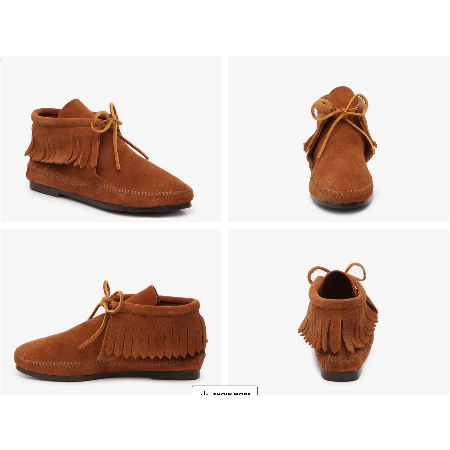 Minnetonka Classic Brown Suede Fringe Ankle Bootie Women US6.5 Western Moccasins - Image 2