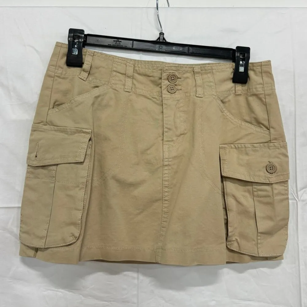 John Galt Beverly High Waisted A-Line Cargo Mini Skirt Beige Women's Size XS / S - Image 4
