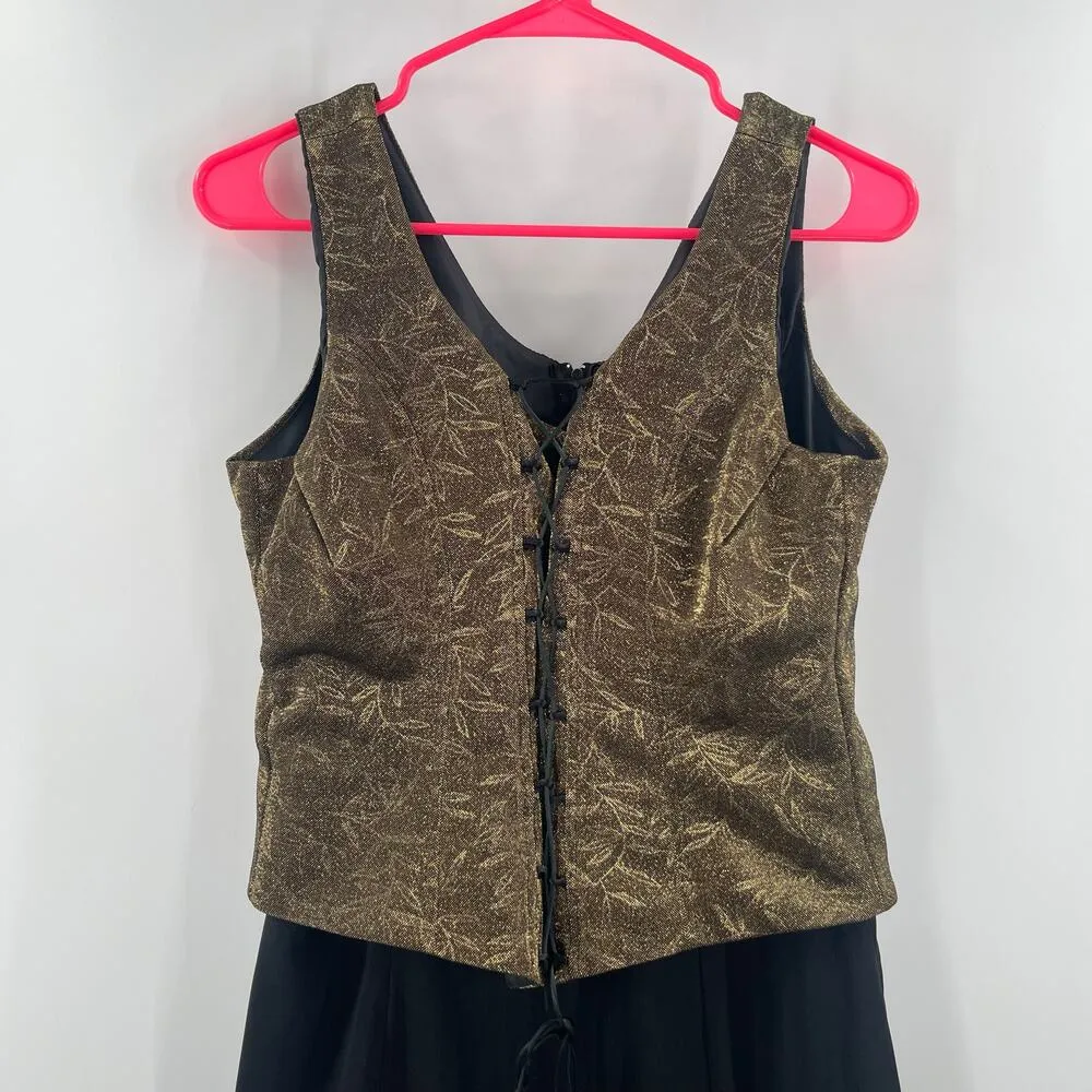 VINTAGE Dress Size 36 ARACELLY COLLECTION Witchy Goth Whimsy Corset Gold Black - Image 4