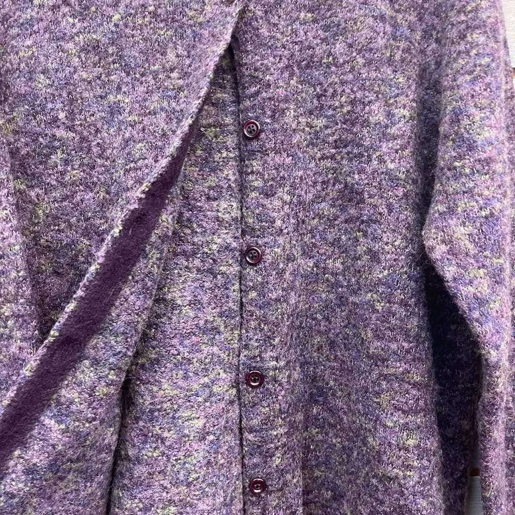 Casual Corner Annex Women's Heathered Purple Button Down Wool Cardigan 1X Plus - Image 3