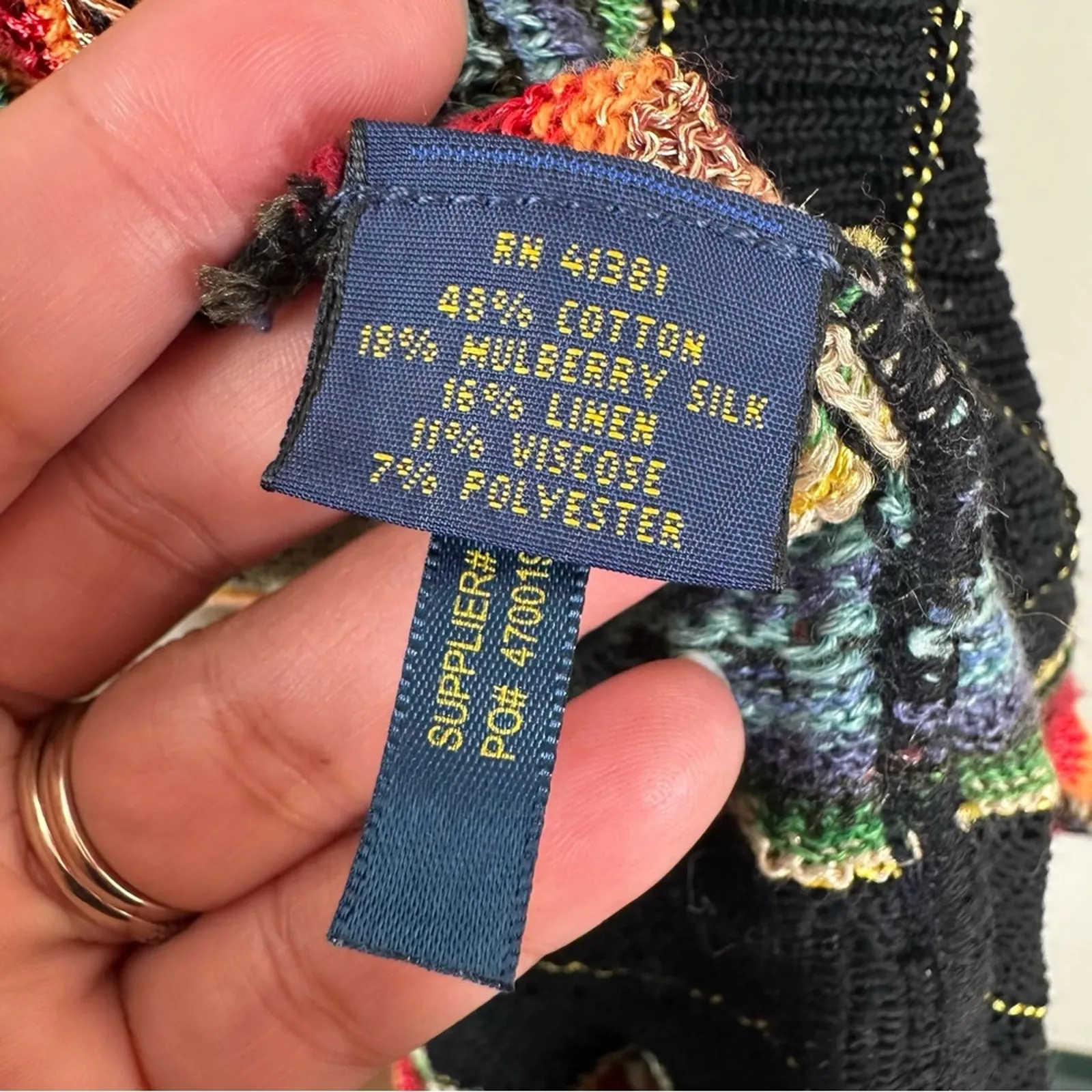 Polo Ralph Lauren Draped Cardigan Sweater Multicolor Striped Linen Silk Womens M - Image 9