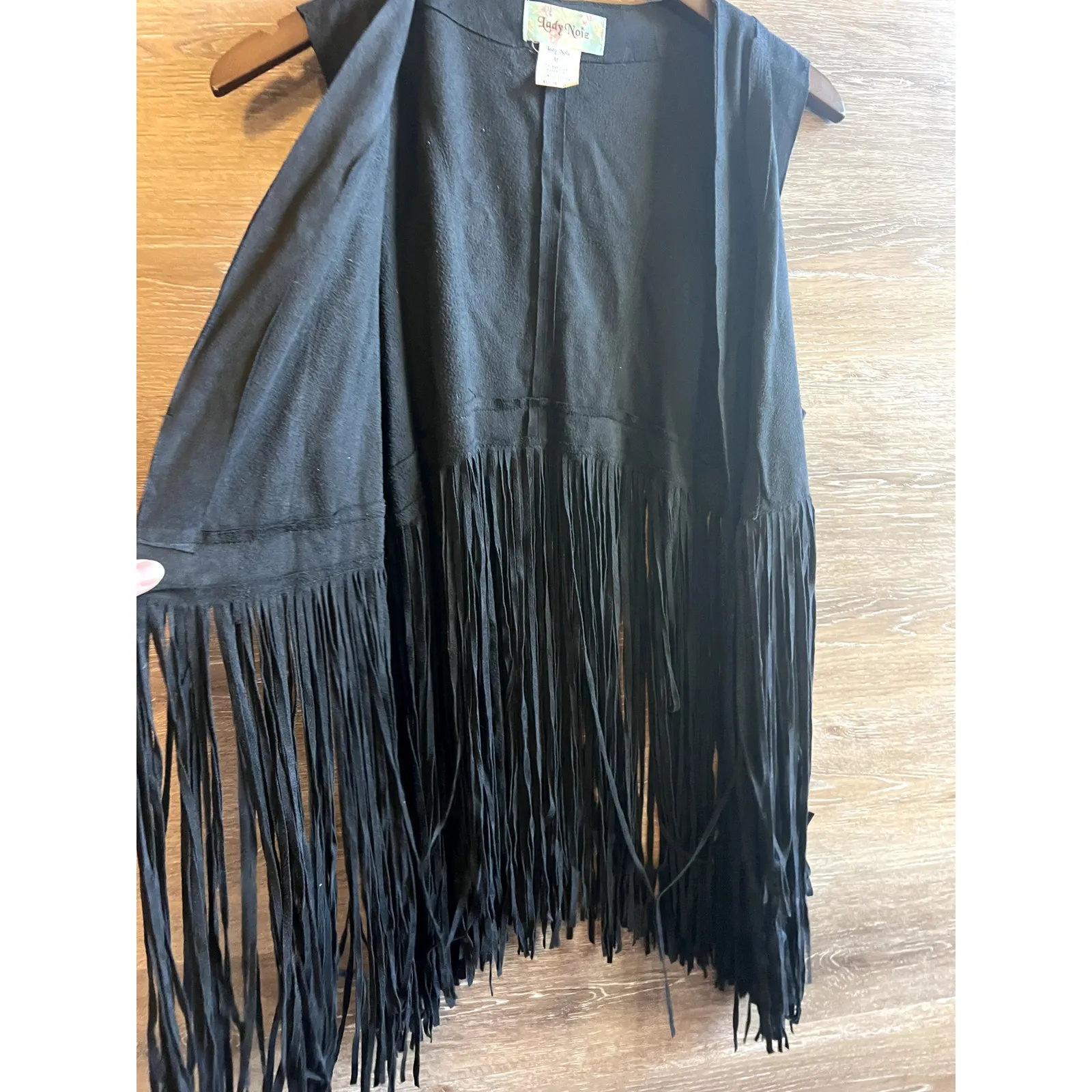 Lady noiz black fringe vest size M women soft western boho country Size M - Image 5