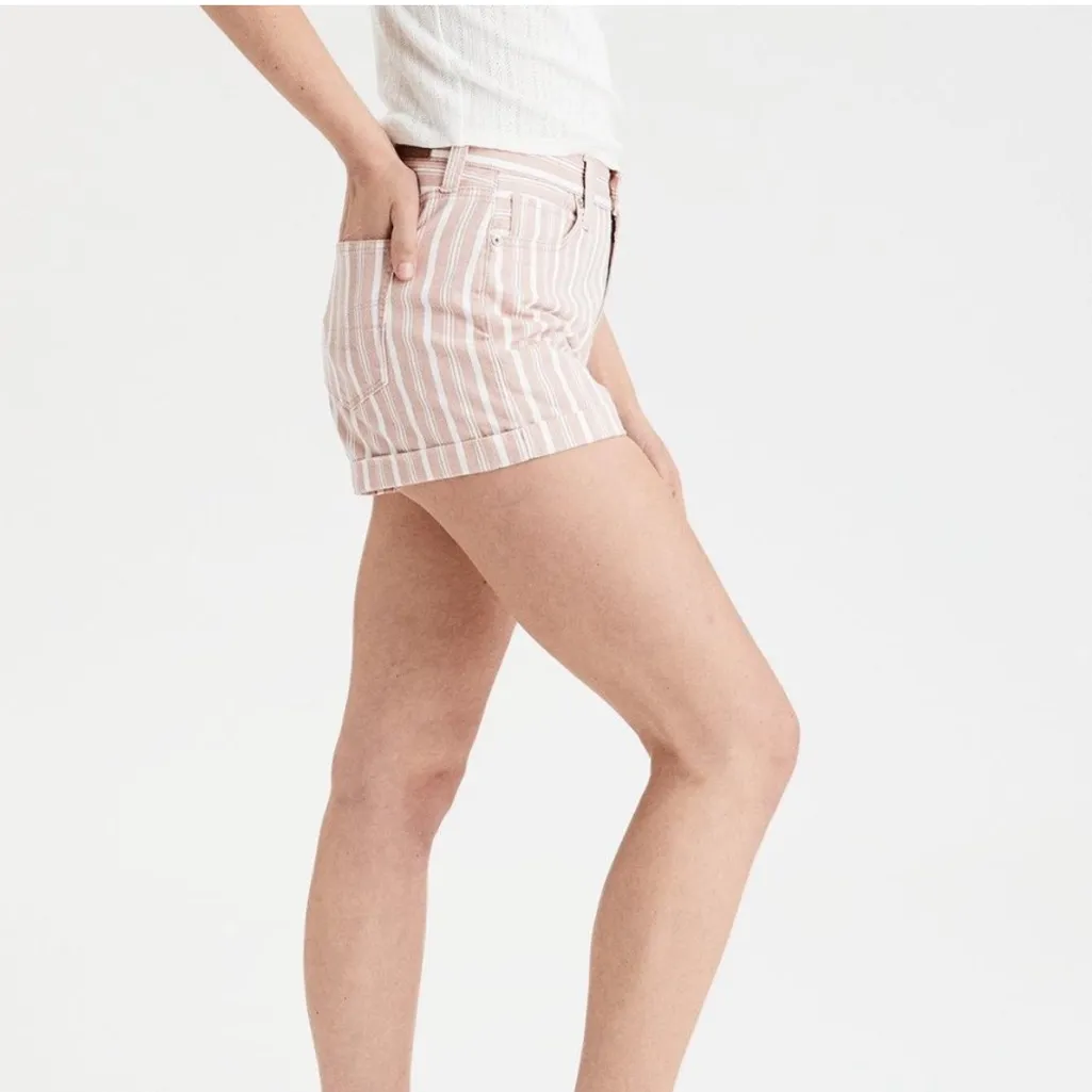 American Eagle‎ Pink Striped Denim Mom Short shorts cotton comfortable jeans 18 - Image 2