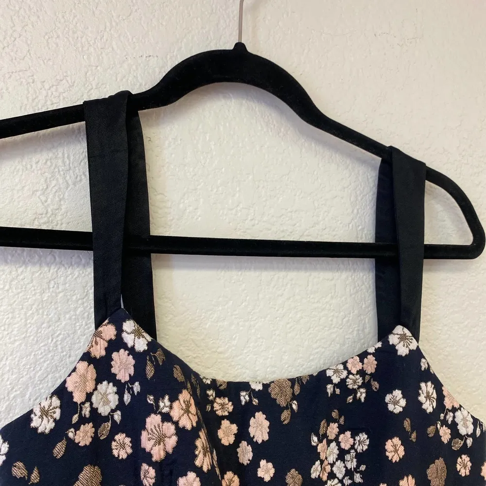 Anthropologie Maeve Jacquard Mini Dress Black Floral Summer Date Size 2 - Image 6