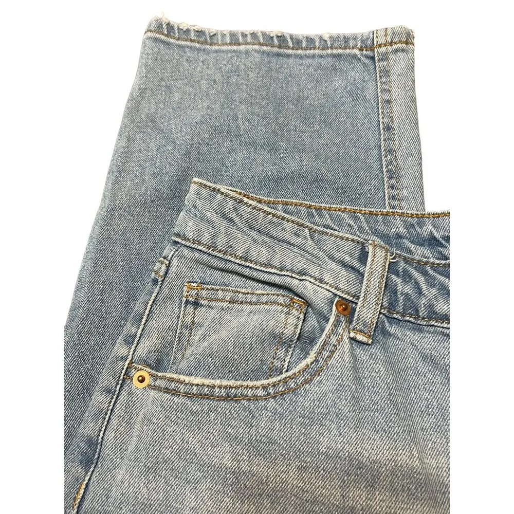 Wild Fable High Rise Straight Ankle Blue Jeans Light Distressing Size 14 - Image 2