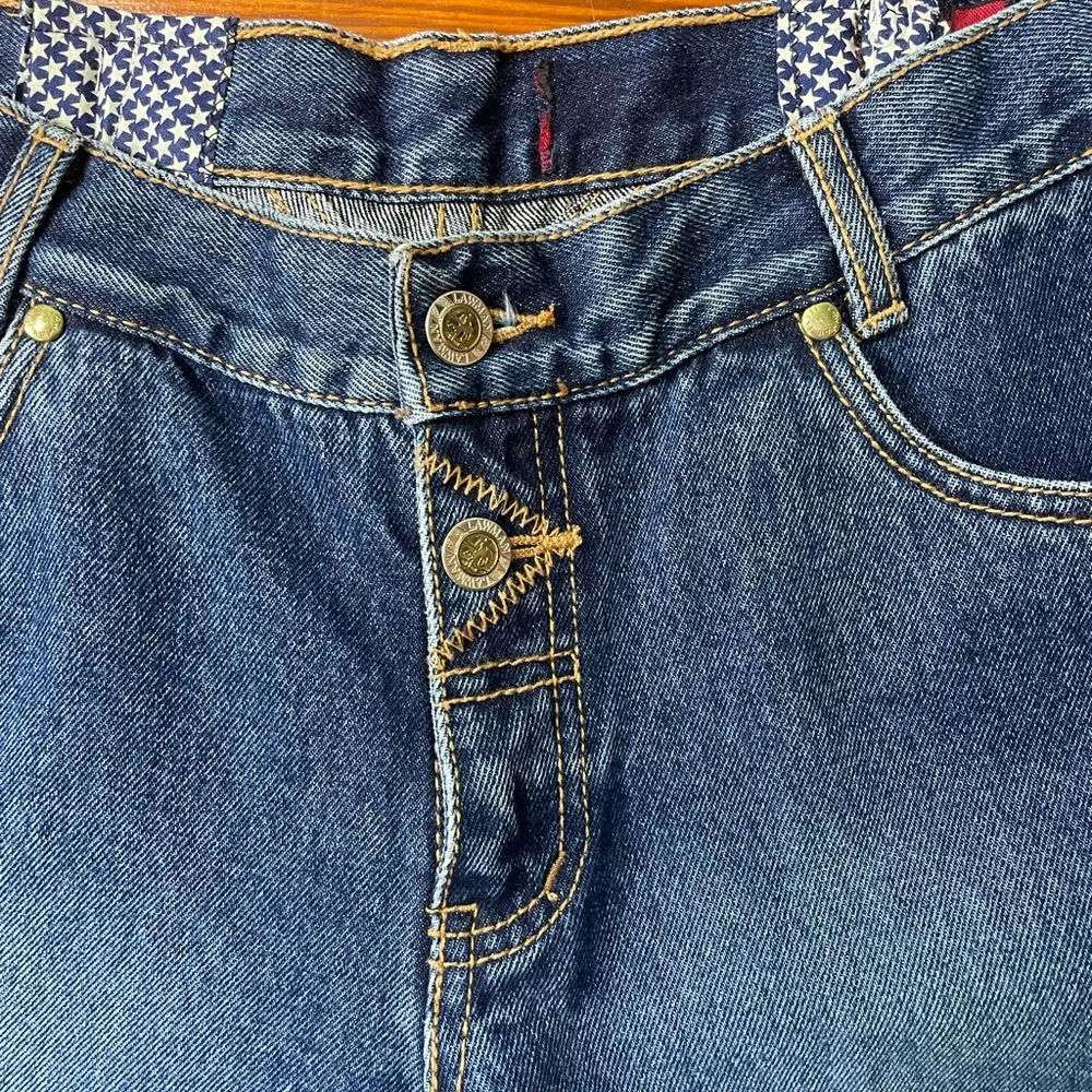 Vintage Lawman Western Denim Button & Stitch Rodeo Star Accented Jeans Sz 32 - Image 8