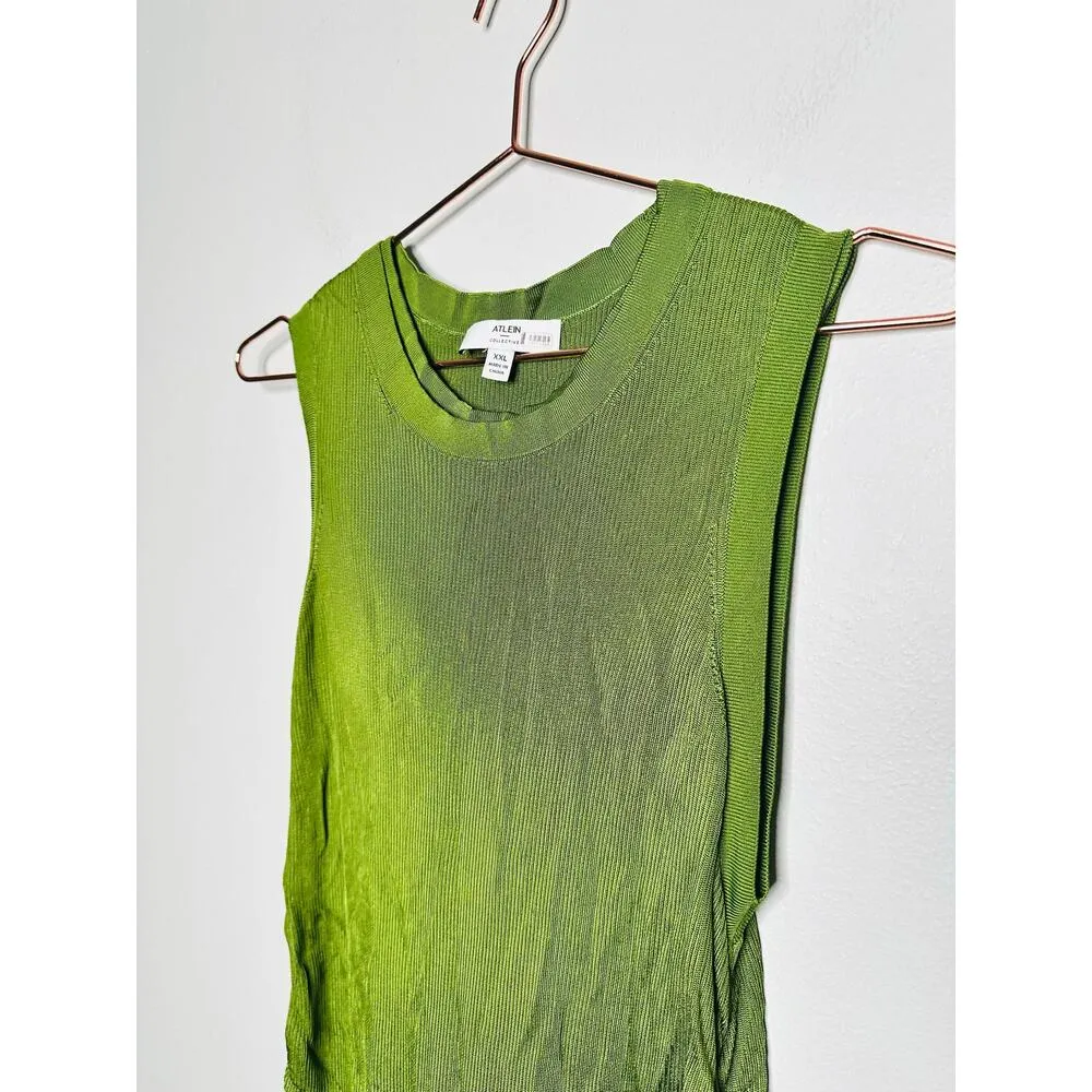 ATLEIN x RTR Women's Green Sleeveless Crewneck Knit Midi Dress Size XXL - Image 6