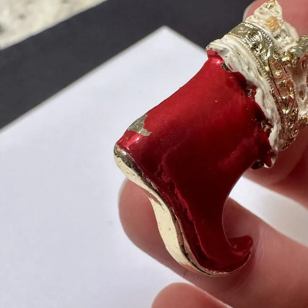 Signed Gerry’s Holiday Brooch Pin Gold Tone Puppy Dog In A Christmas Stocking - Image 5