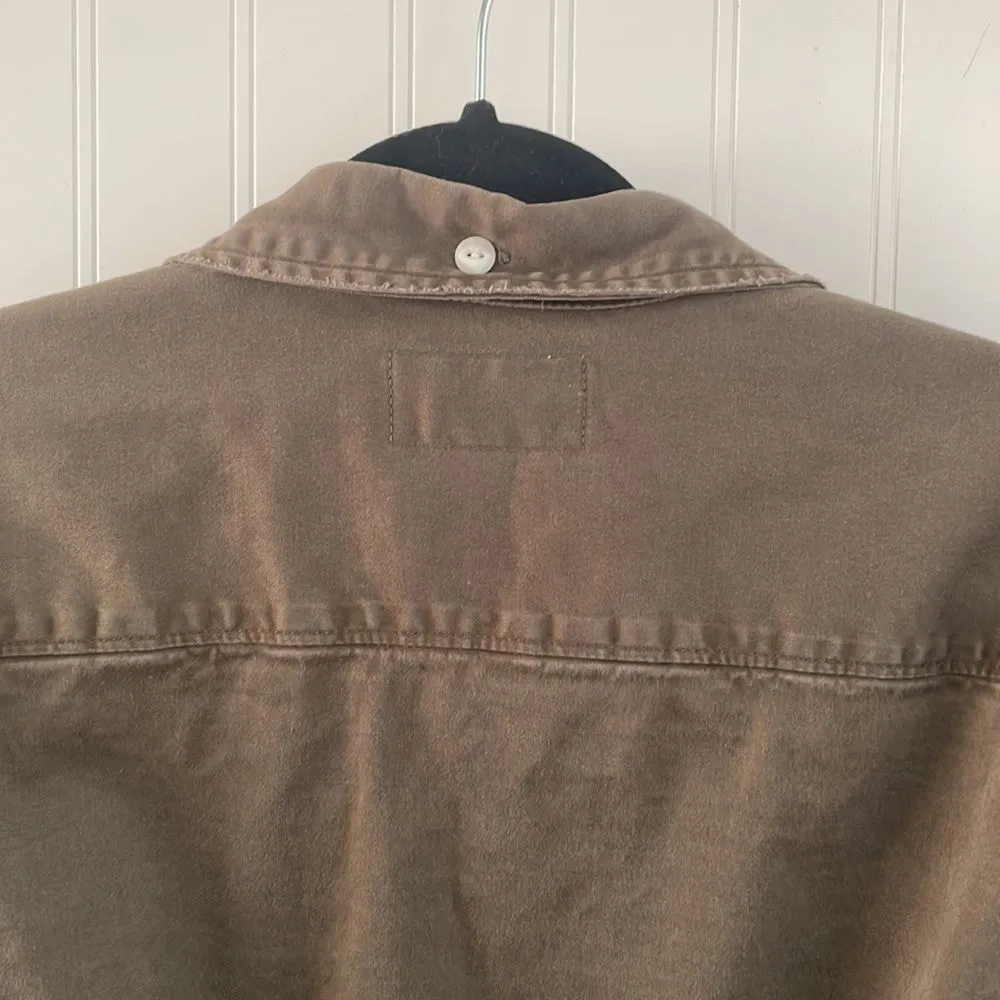 Current/Elliott women’s button up top / light jacket olive green‎ raw edge 2/M - Image 8