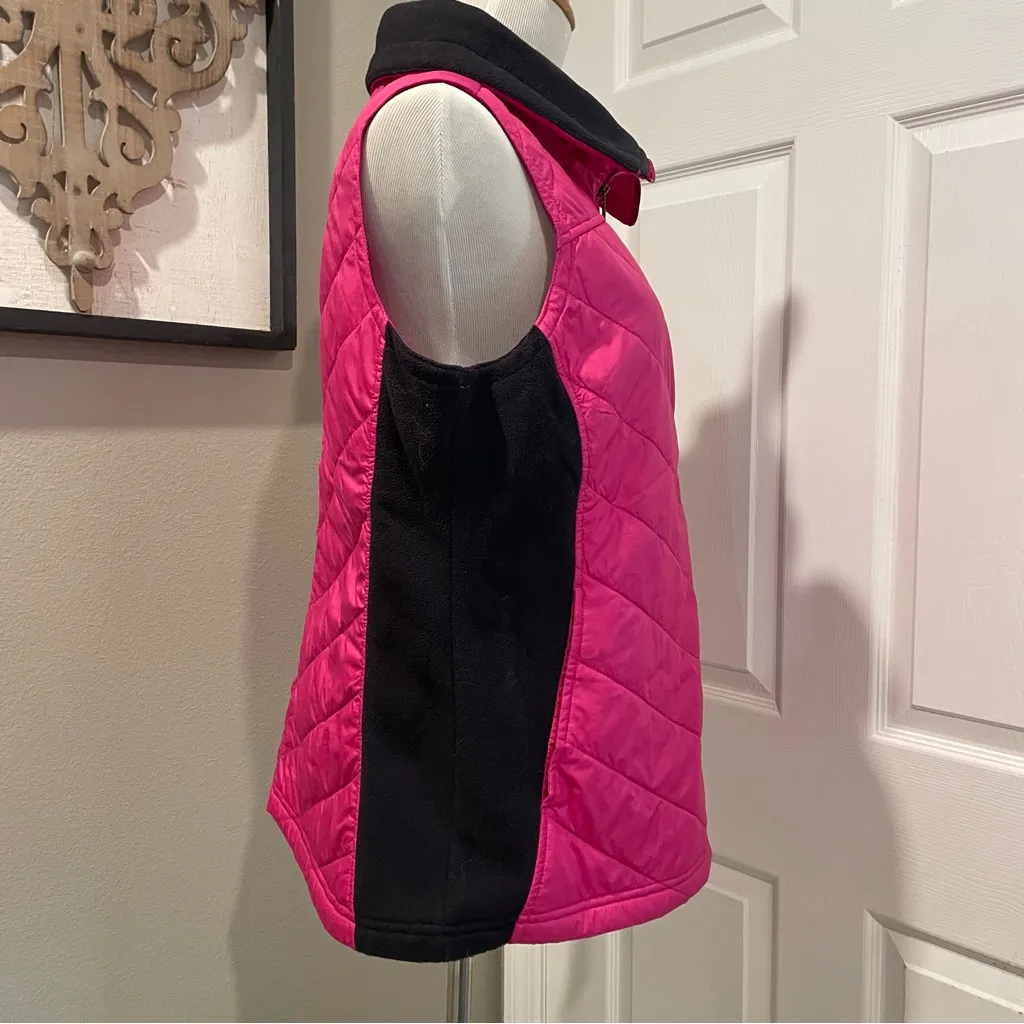 Columbia Women's Vest X-Large Pink And Black Lightweight Quilted Full Zip Pocket - Image 2