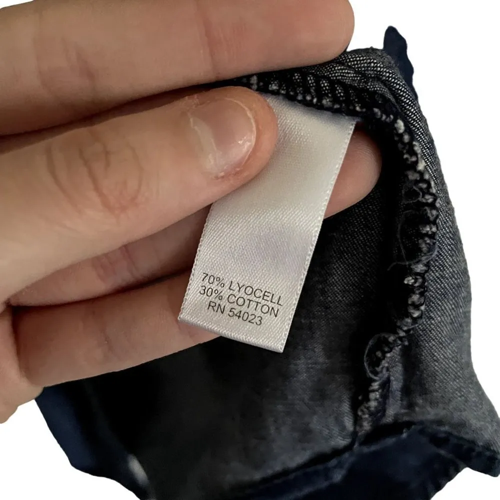 Banana Republic denim knee length dress button down long sleeves cotton light - Image 4