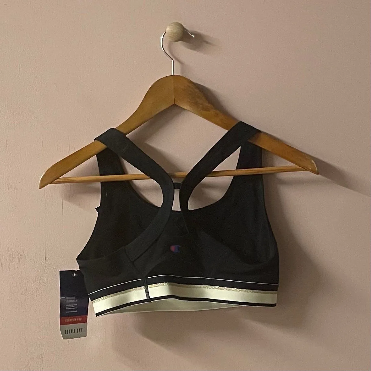 Champion Black/Cream/Gold Racerback Sports Bra Size M NWT - Image 2