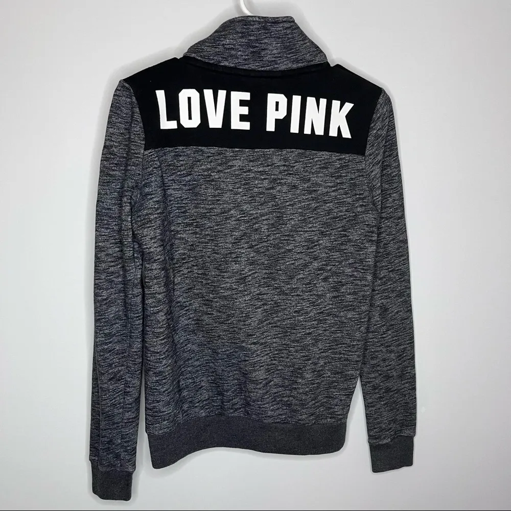 PINK VICTORIA’S SECRET Charcoal Gray Black Half Zip Pullover XS Love Pink - Image 12