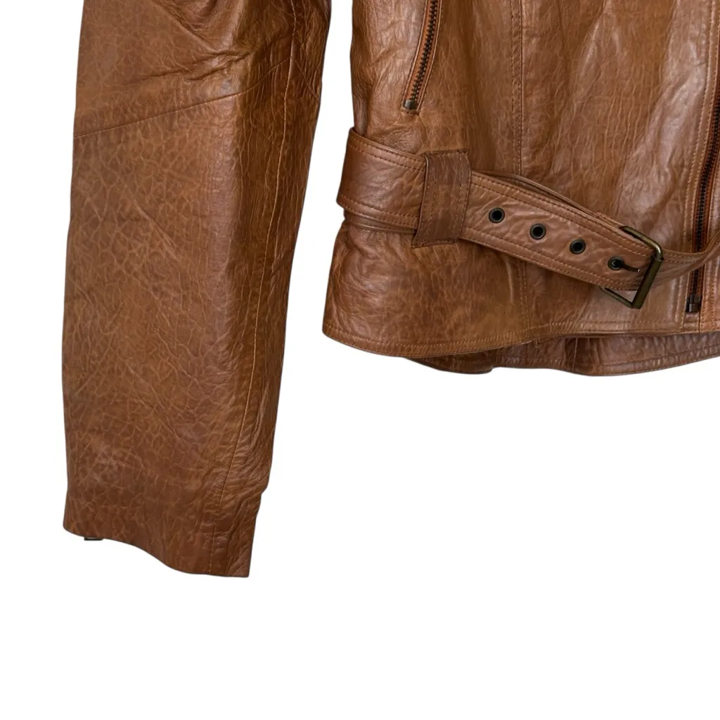ZASTA Brown Leather moto Jacket M Size M - Image 6