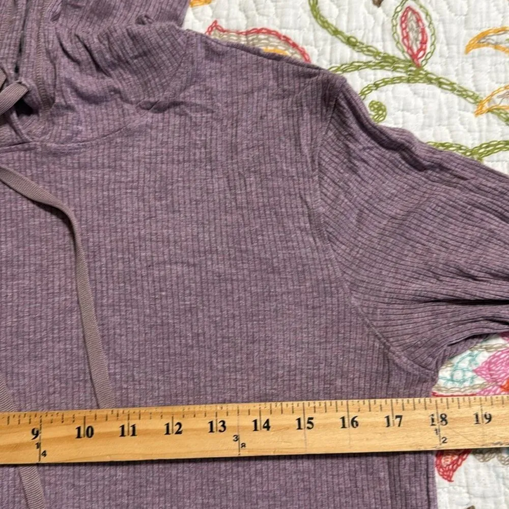 Mono B size small pullover purple hoodie with front pocket long sleeve ribbed - Image 4