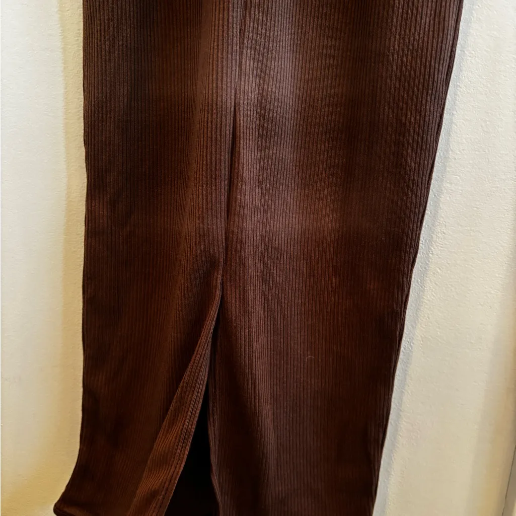 PrettyLittleThing Chocolate Brown Ribbed Racer Back Midi Dress NWT Size US 2 - Image 8