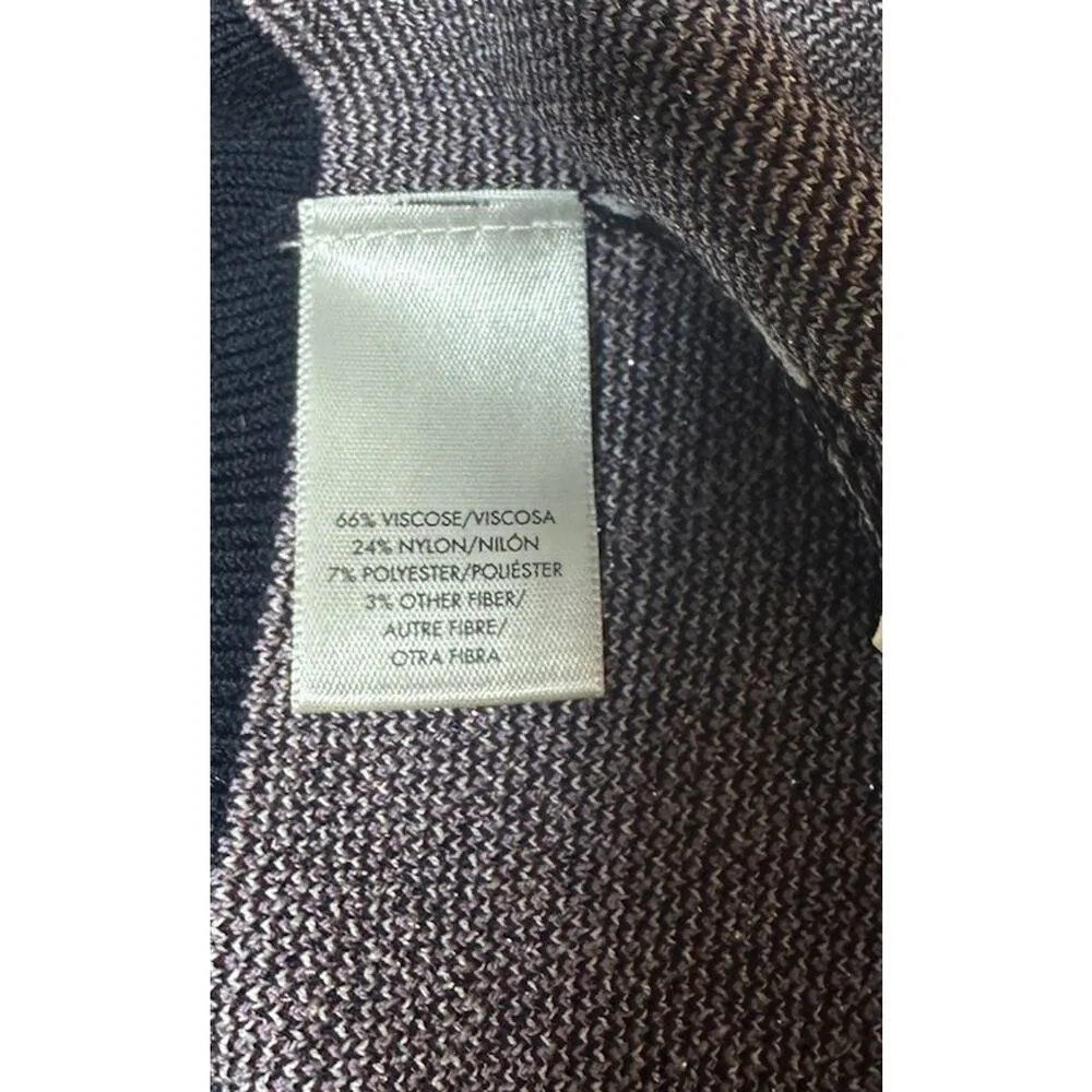 NEW Ann Taylor Dark Floral Sweater Button Detail on Sleeves Blue Purple Size XS - Image 11