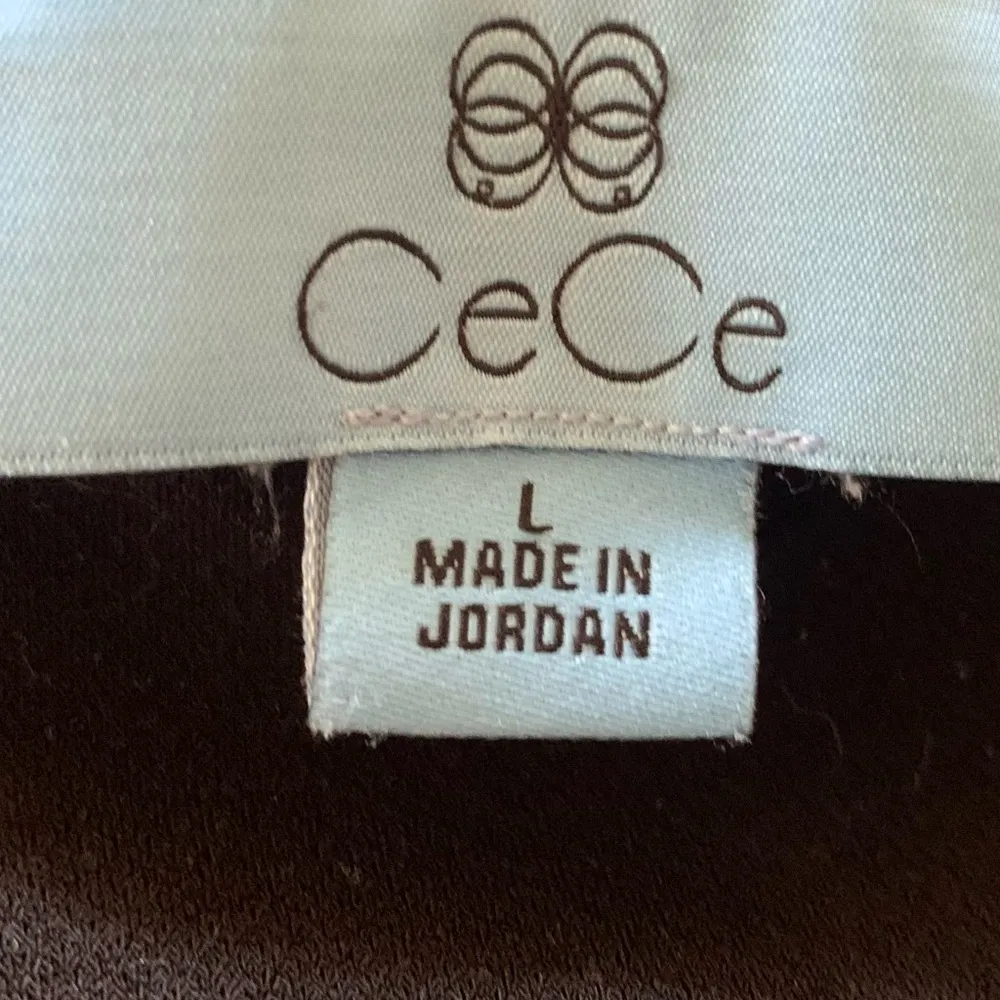 CeCe Black Short Sleeve Top With Sheer Sleeves - Image 4