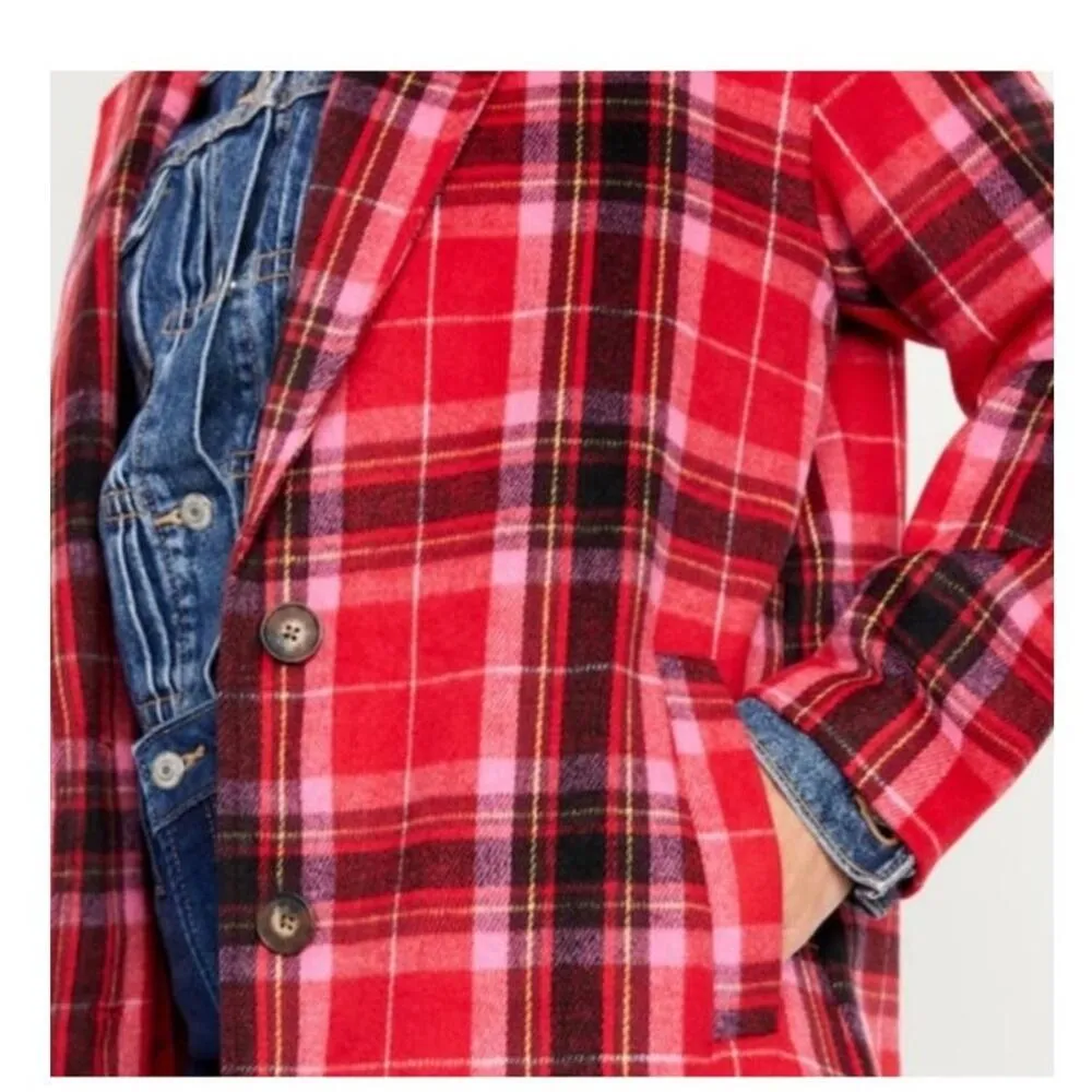 Old Navy NWT  Soft-Brushed Overcoat Red Tartan size XL - Image 2