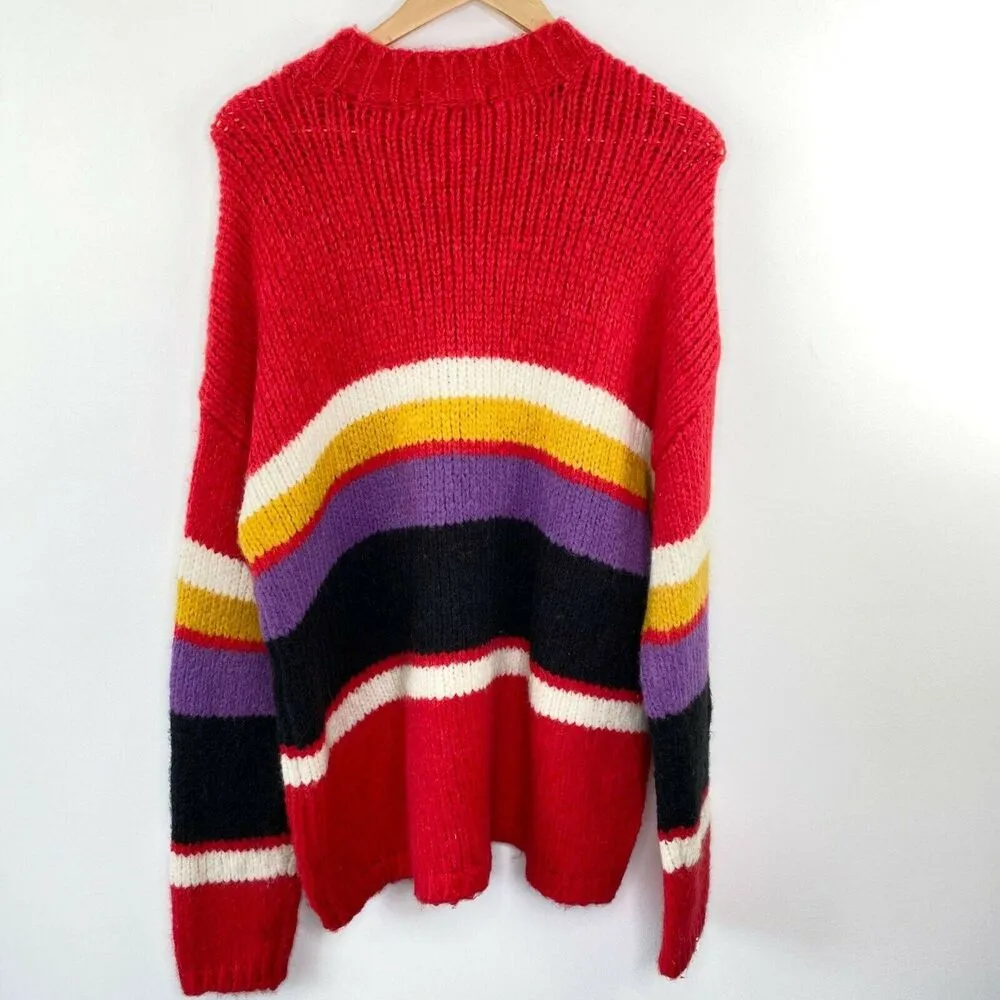 Sanctuary Sweater Women XL Rainbow Striped Knit Chunky Pullover Wool Alpaca NWT - Image 9