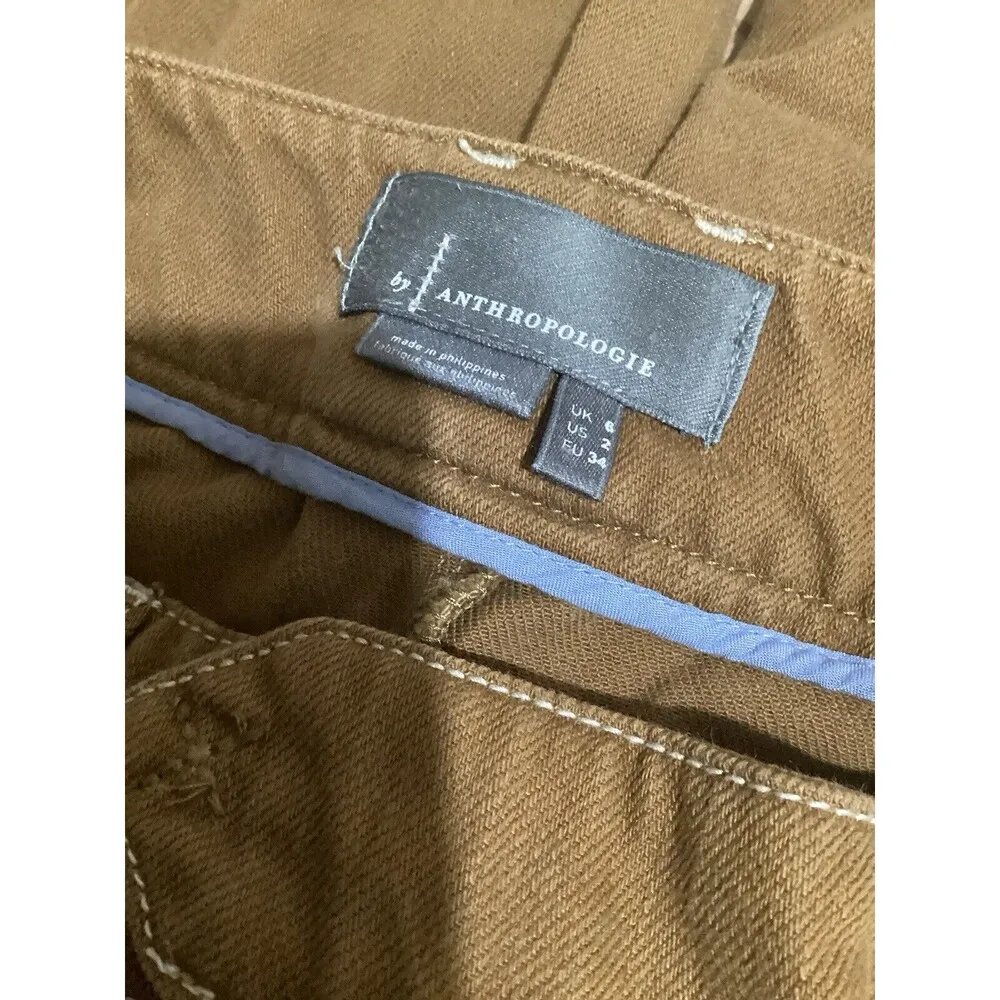 Anthropologie Porter Spicy Mustard Brown Wide Leg Cropped Utility Pants 2 - Image 4