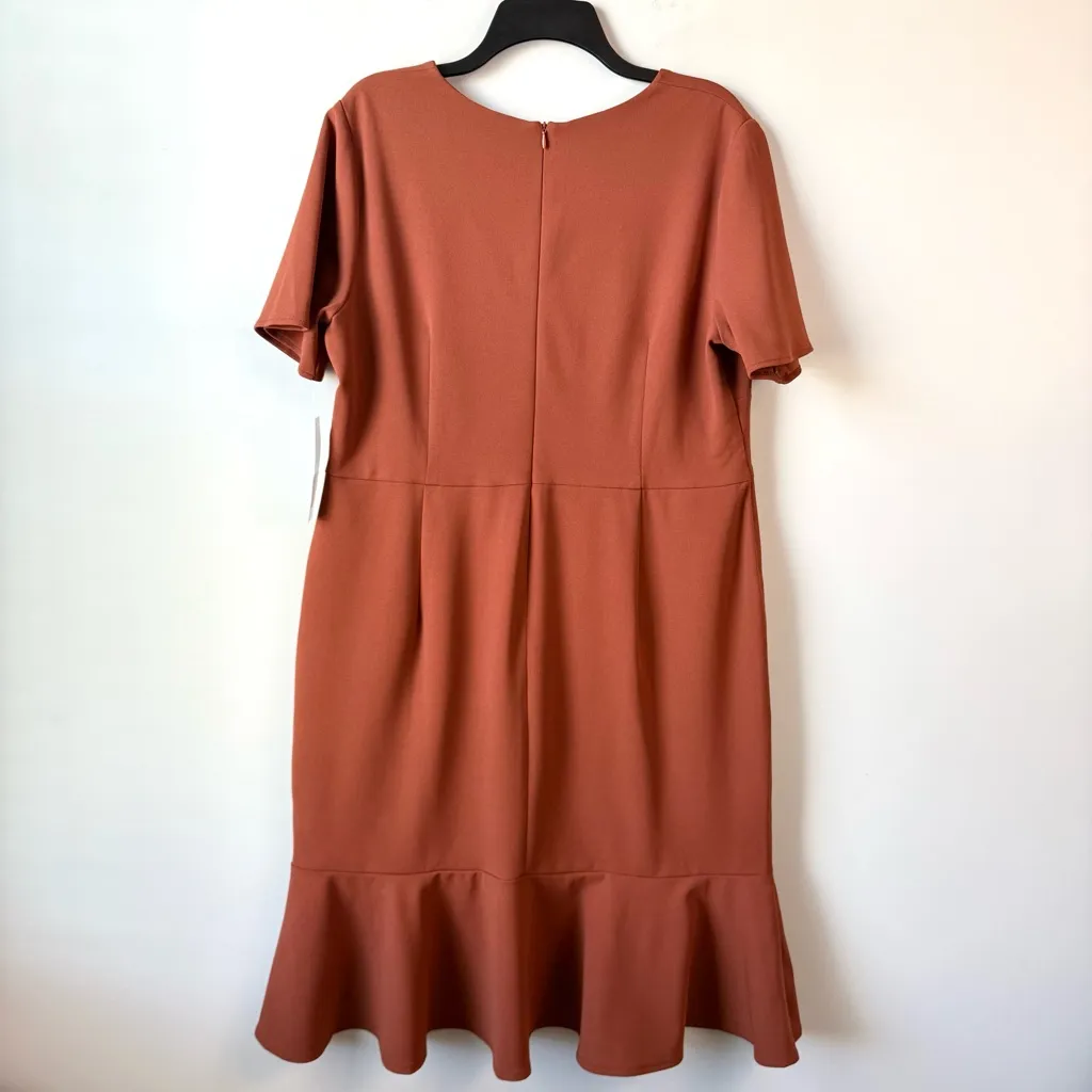 London‎ Times Twist Front Flounce Hem Midi Dress Sequoia Brown 14W - Image 7