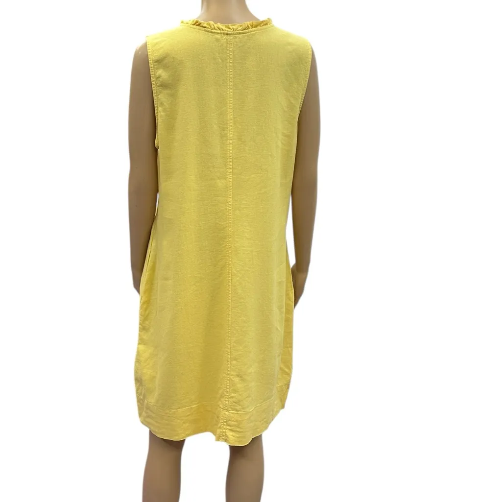 Briggs Linen Blend V Neck Sleeveless Pocket Midi Dress Yellow Womens Large - Image 7