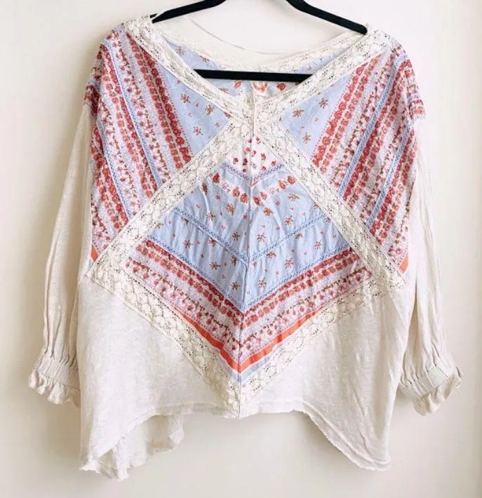 NWT  Prairie Days Ivory Lace Floral Patchwork Peasant Top - Image 3