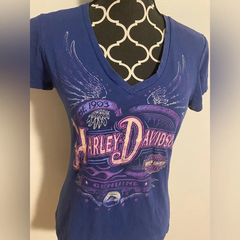 EUC Harley Davidson Blue & Purple Panama City Beach, Florida Graphic Tee size M - Image 2