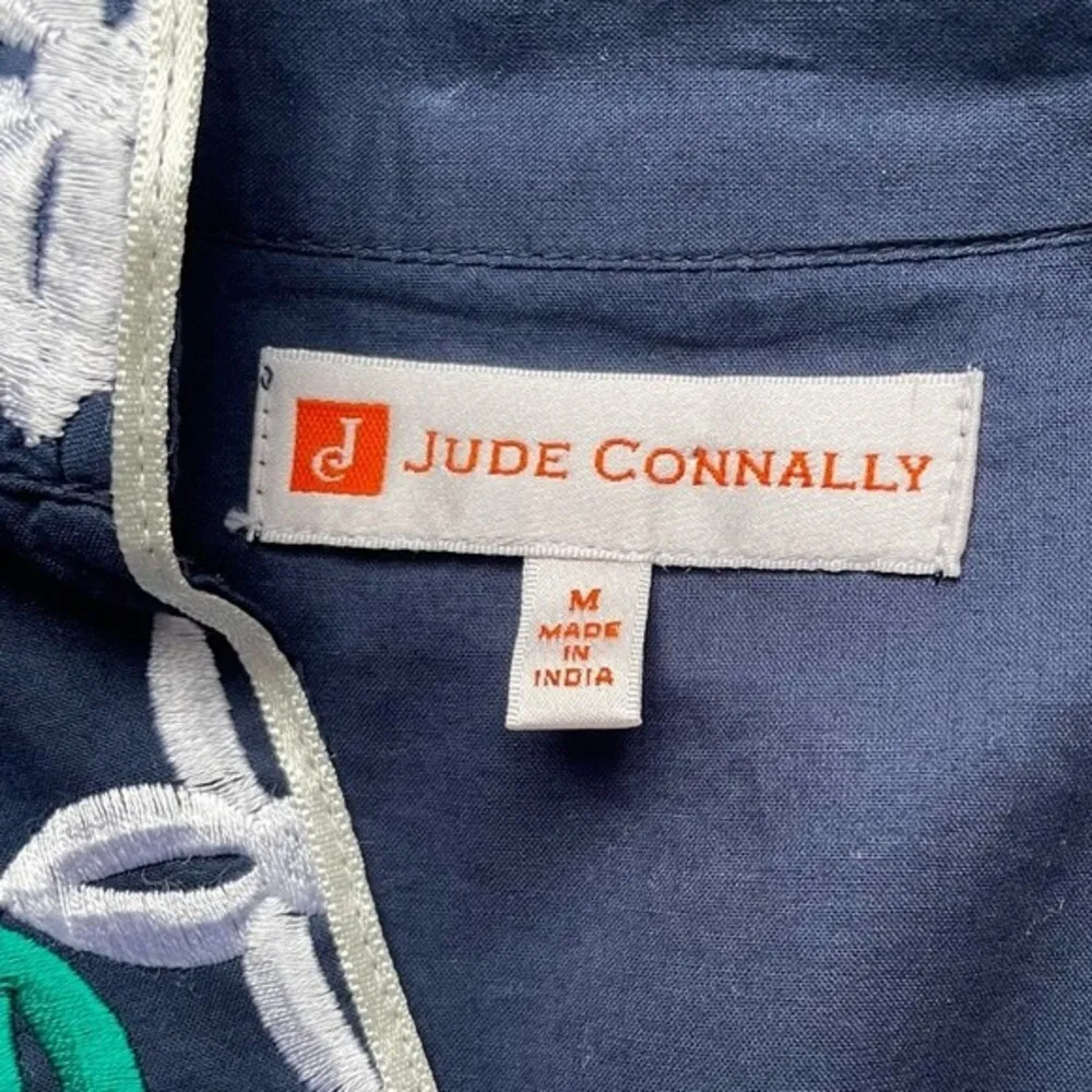 Jude Connally Embroidered Cotton Navy 3/4 Sleeve Tunic Women’s Size Medium Blue - Image 9