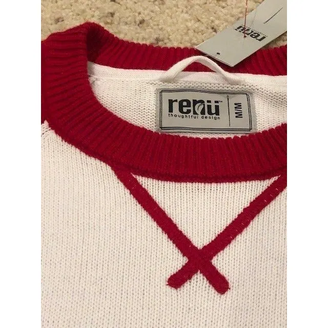 NWT Renu Red and White Varsity Style Sweater Juniors Medium Size undefined - Image 6