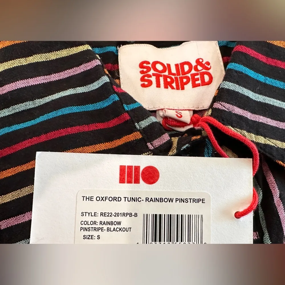 Solid & striped the Oxford tunic rainbow pinstripe blackout size small NWT - Image 3