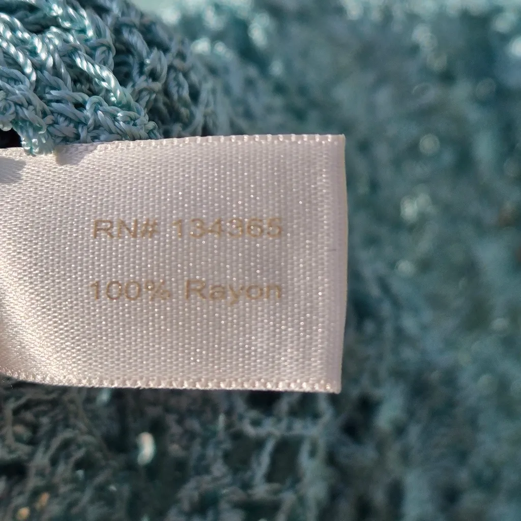 Boston Proper Crochet Turquoise/Green Top S - Image 8