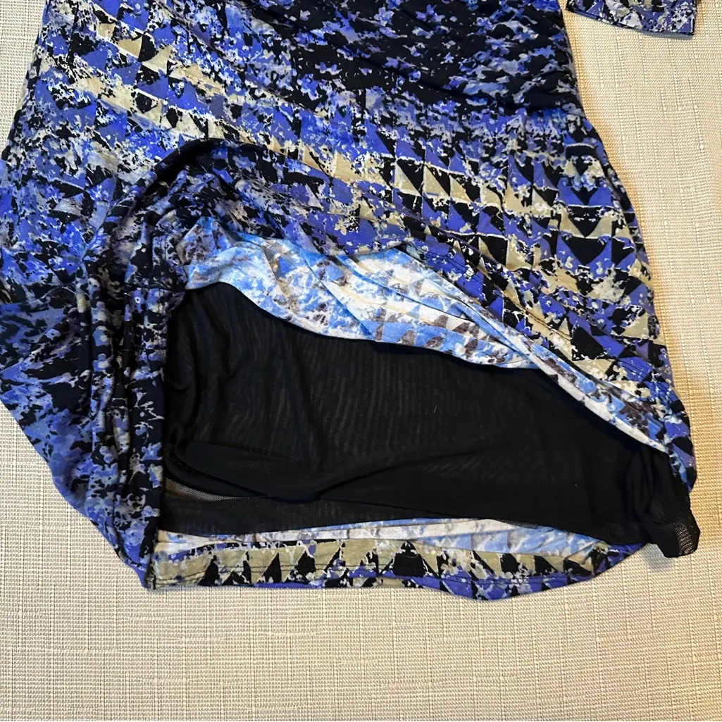 Nic & Zoe Geometric Abstract Pattern Twist Dress Size MED Blue Black - Image 7