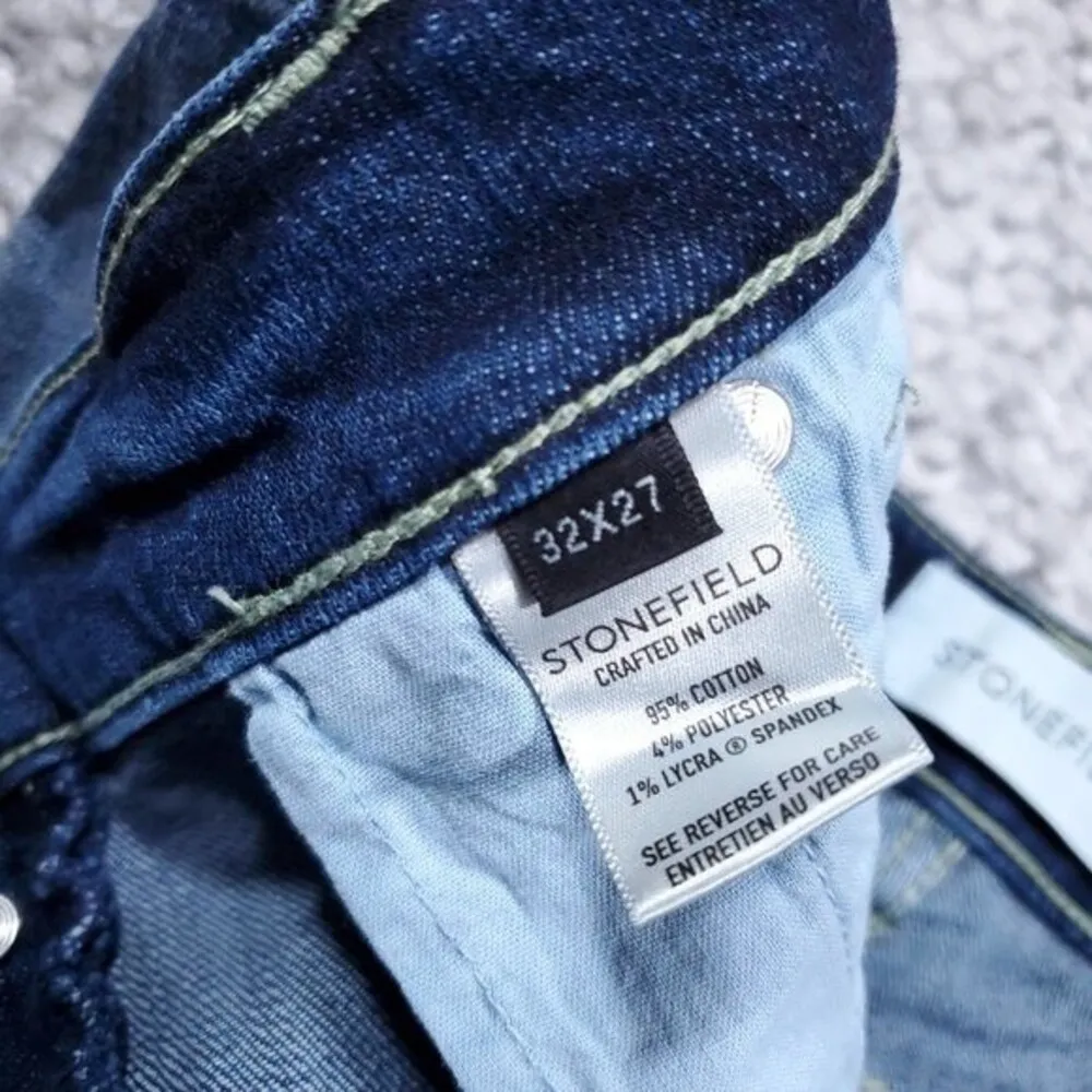 Stonefield Conrad Ankle High Rise Ankle Skinny Jeans Button Fly Raw Hem 32 x 27 Blue - Image 6