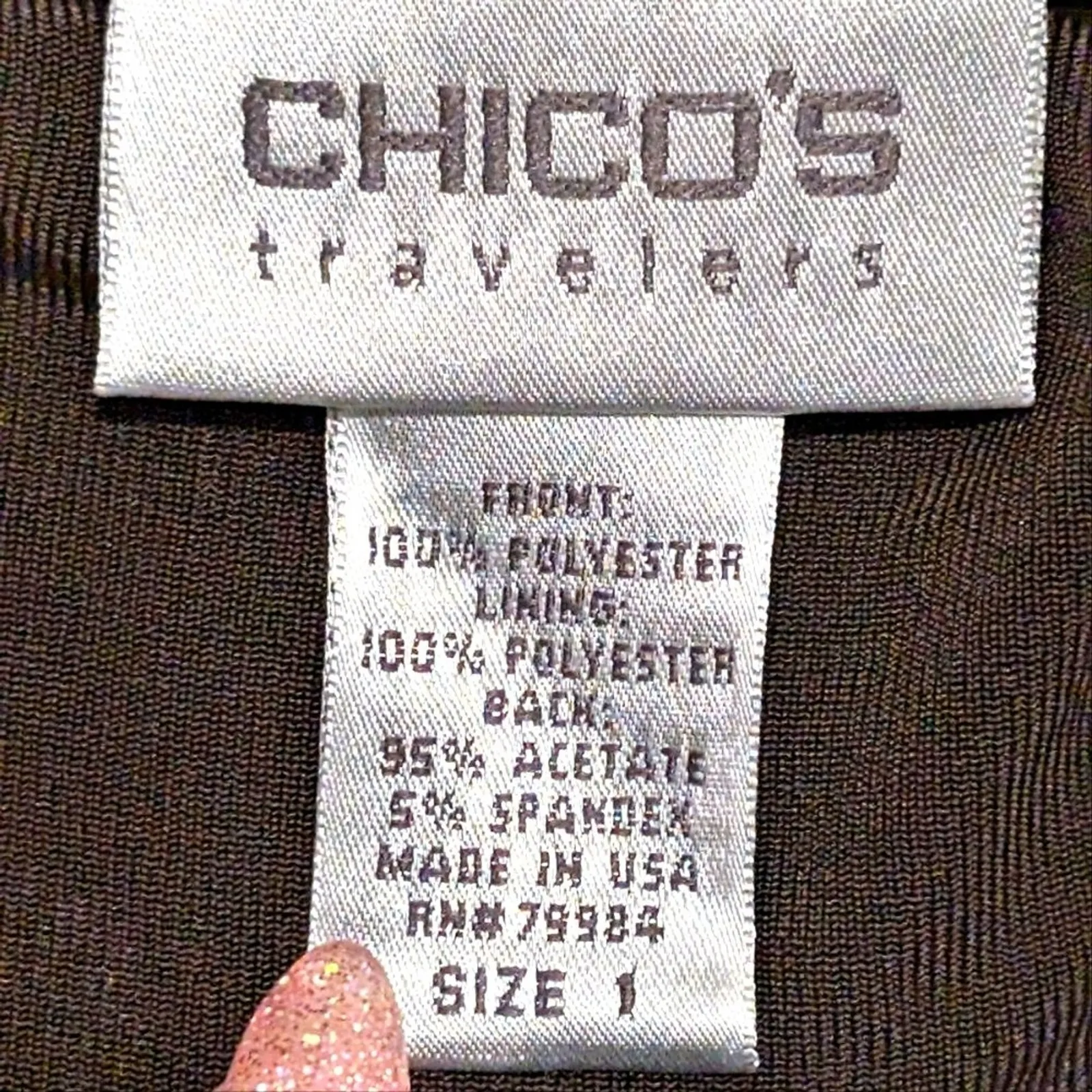 Chicos Travelers Size 1 Brown Sequined Tank Top Tunic Shirt Blouse‎ Made In USA - Image 2