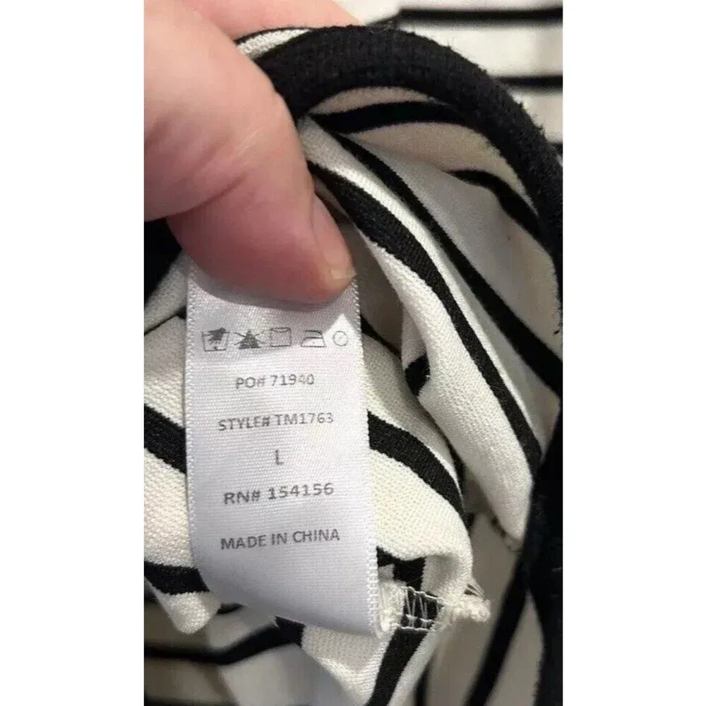 All:Row Black And White Striped Long Sleeve Shirt‎ Women’s Large - Image 7
