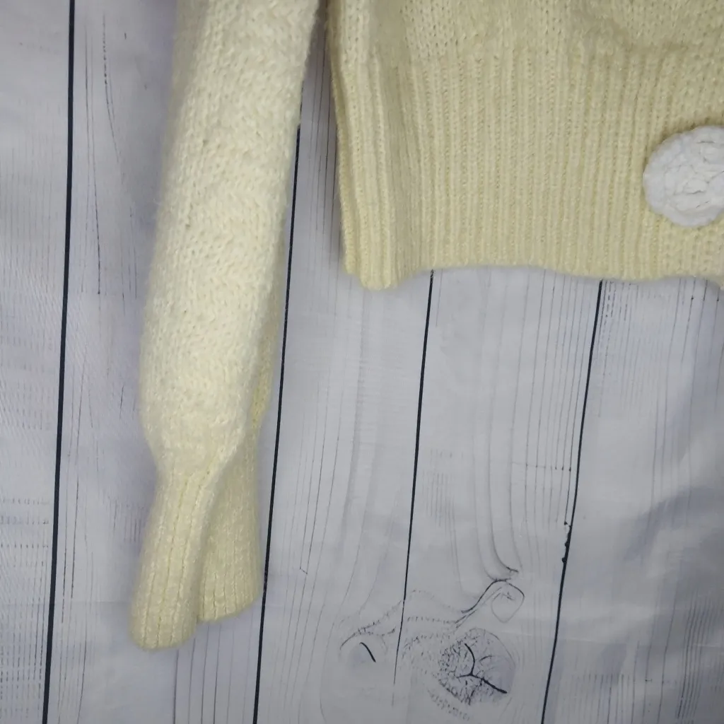 Freshman 1996 Cropped Floral Snap Cardigan Women's Boho Sweater Yellow Size XS - Image 2