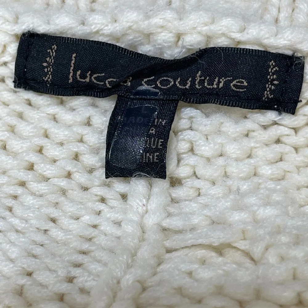 Lucca Couture Women's Cropped Sweater Long Sleeve Cable-Knit Size L Large - Image 5