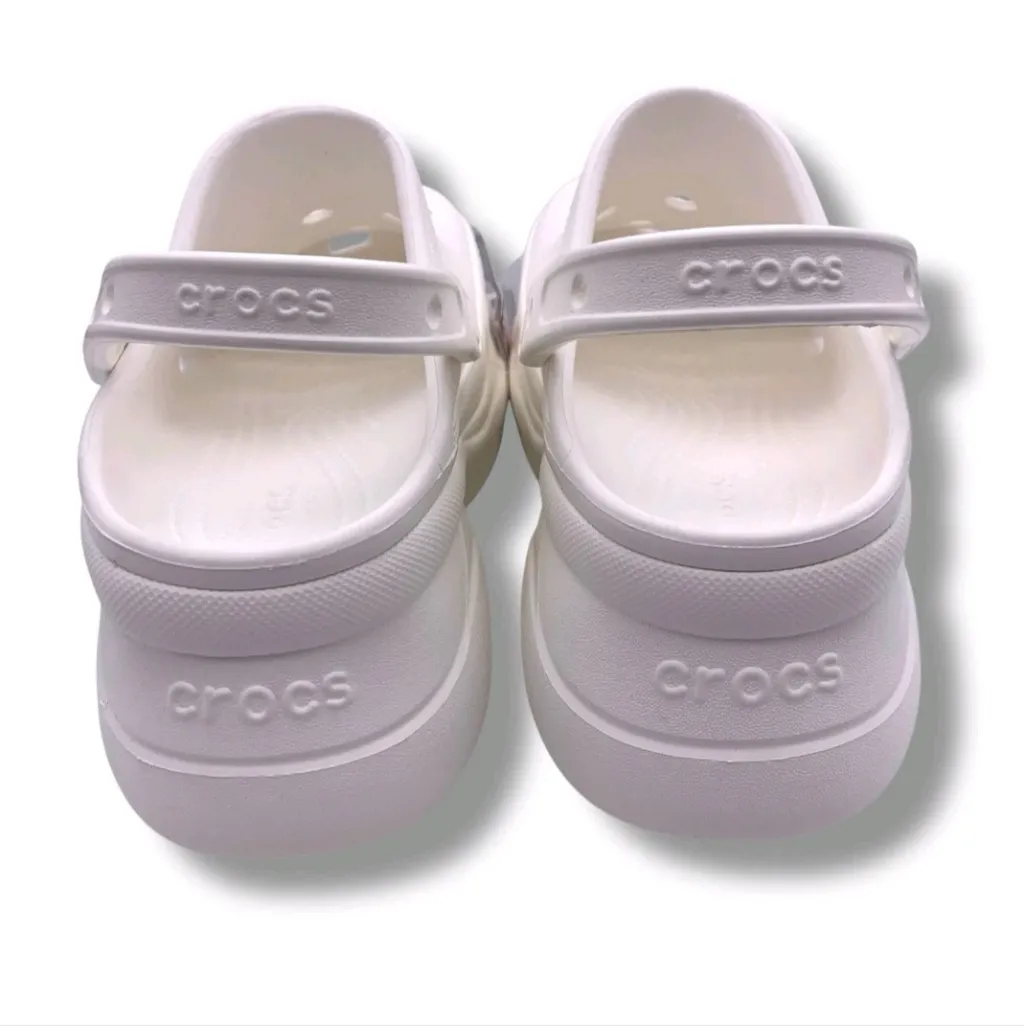 NEW Crocs Women's Classic Bae Clogs Platforms White Size 9W Ionic Comfort - Image 7