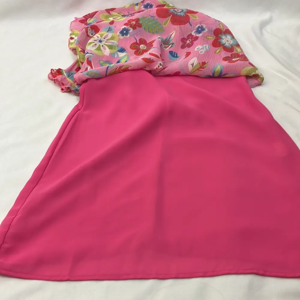 A.B.S by Allen Schwartz pink ditzy floral print mid length dress womans size 6 - Image 12