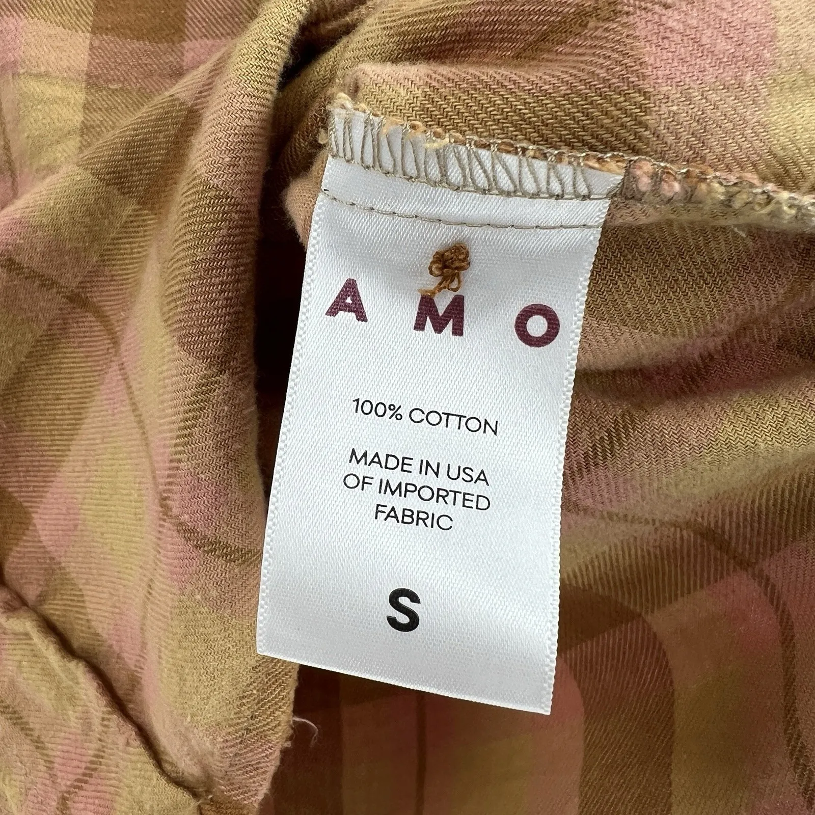 AMO Denise Shirt Women's Small Plaid Button Up Down Flannel Long Sleeve Gorpcore Tan - Image 10