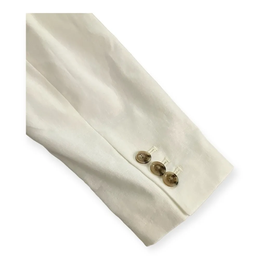 J. Crew Womens White Petite linen-blend one-button blazer - Image 6