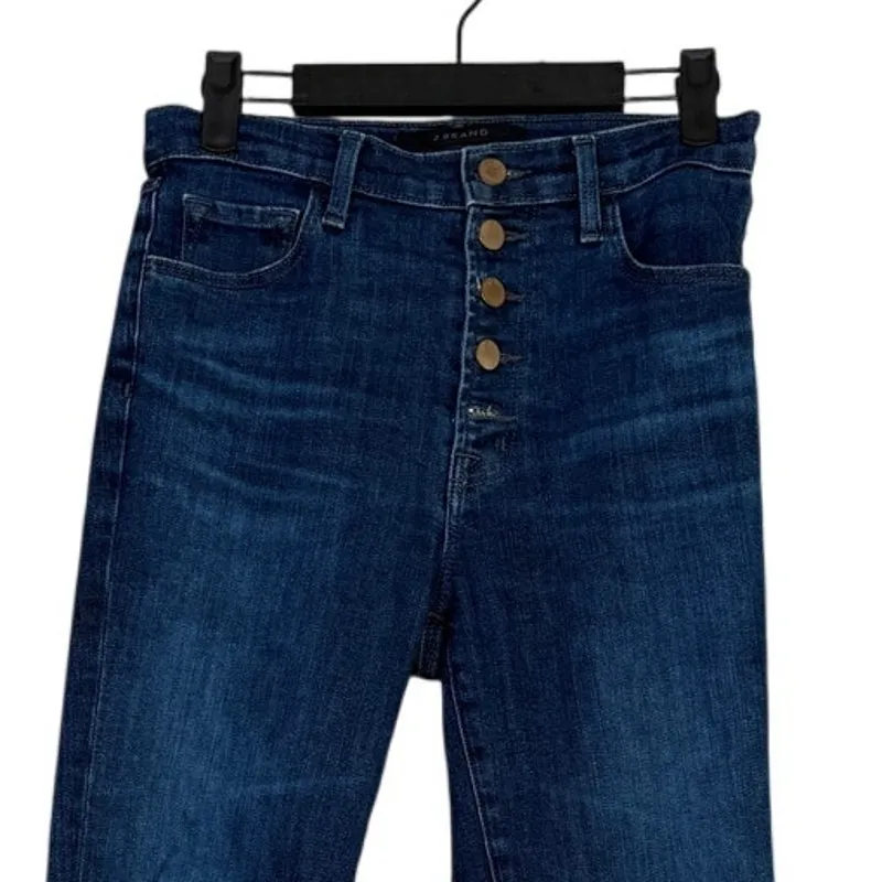 J Brand Lillie High Rise Crop Slim Raw Hem Flare Button Fly Jean 26 Blue #4067 - Image 2