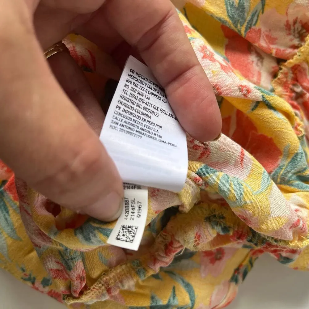 American Eagle One Shoulder Floral Womens Top Sz Large Yellow Cottage Core Fairy - Image 9