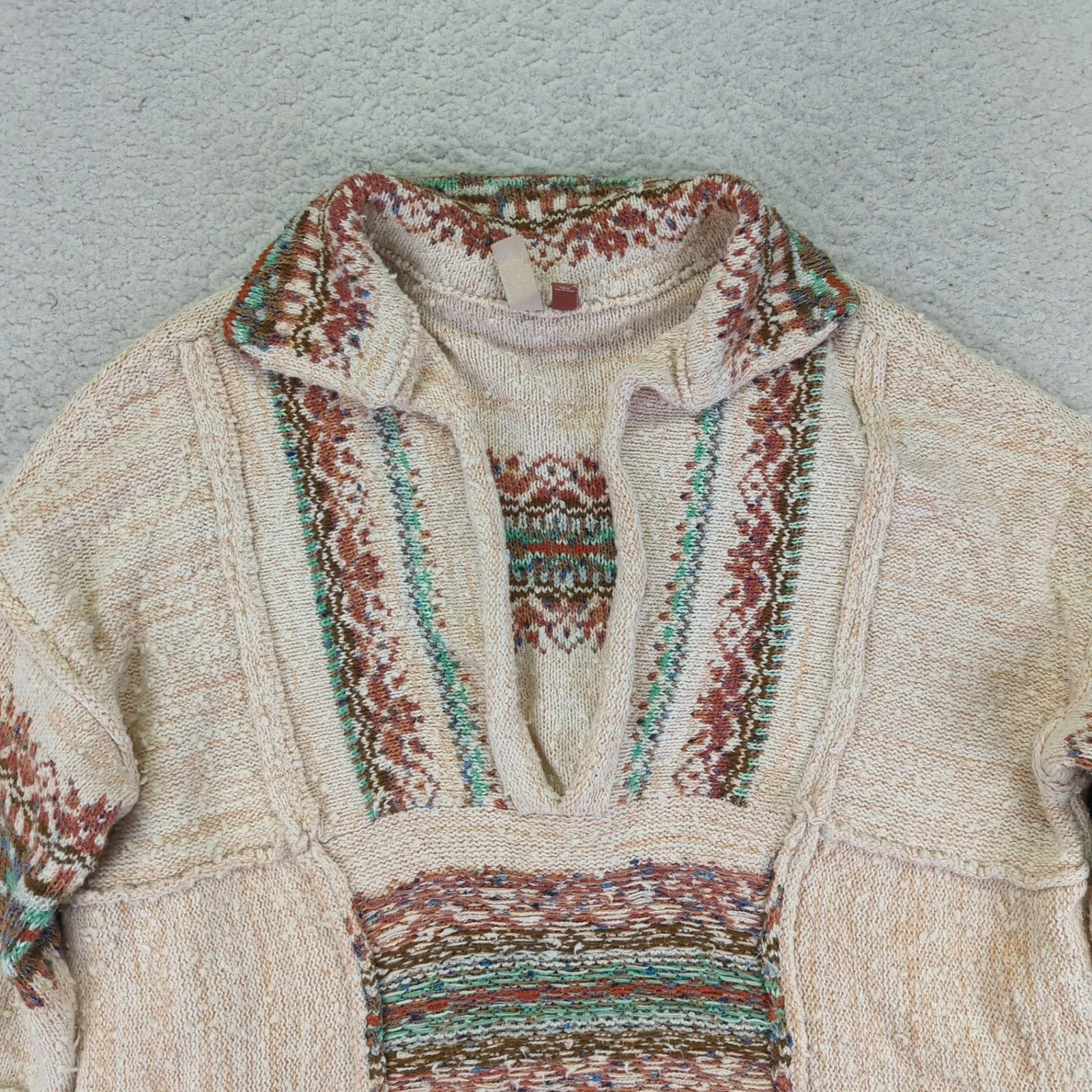 Pilcro Women's XS Pullover Sweater Boho V-Neck Embroidered Southwest Collar - Image 7