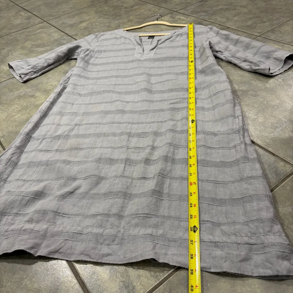 PHILO By Mangolini Italy Women's Gray Linen Shift Dress Sz 44/8 Cottagecore EUC - Image 11