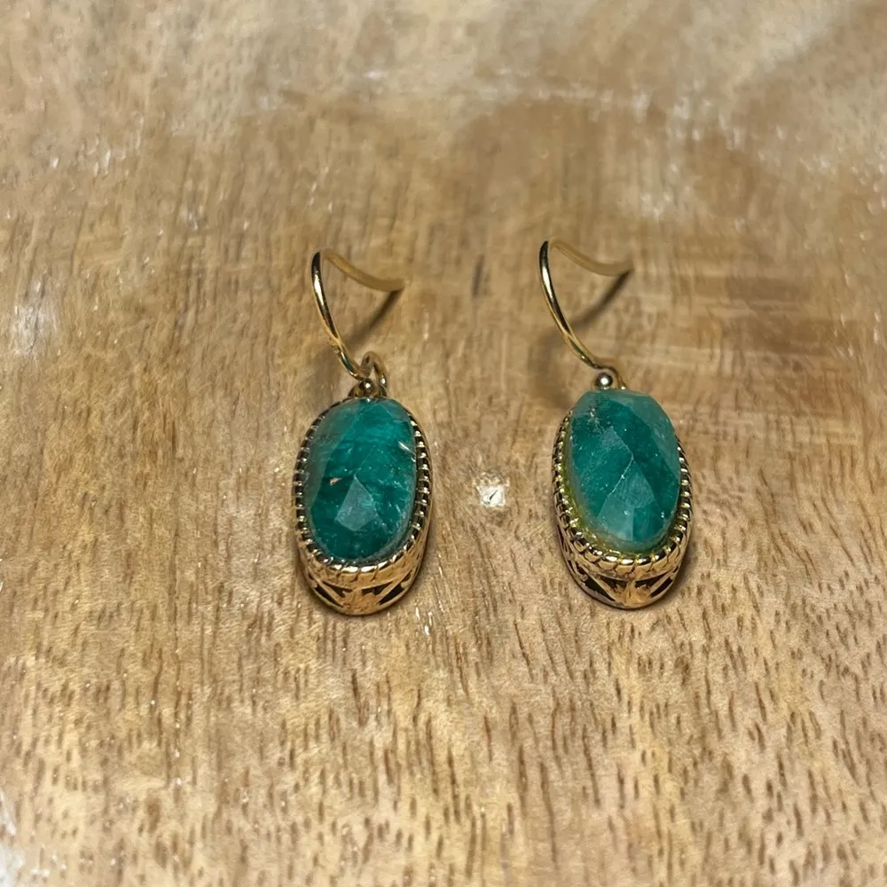 LIRM Faceted Green Onyx Gold Vermeil Over Sterling Silver Dangle Earrings - Image 4